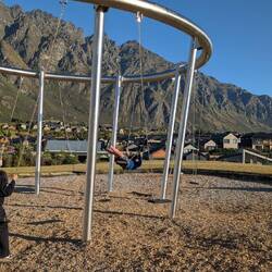 Jon enjoying the neighbourhood swing set. We mostly saw adults using it!