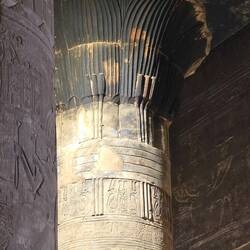 The dark tops of columns reflect soot and ash. I so appreciate the restored columns of Esna