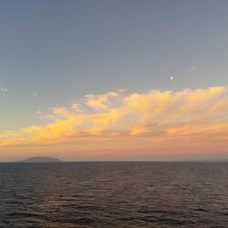 Sunset leaving Auckland. We are back on the open water