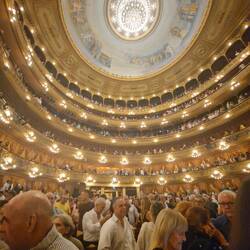 The auditorium.and special chandelier with secret orchstra space
