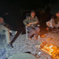 We sat around fire with new friends Dave, Jacques, Michel who joined Chloa, Tim & I