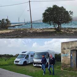 ..hier stehen wir weit genug weg vom Strand und recht gut geschützt für die Nacht 🚐🚐