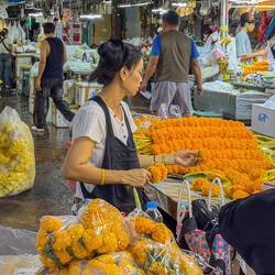 Auf dem 24-Stunden-Blumenmarkt, der im Laufe der Nacht zum Leben erwacht