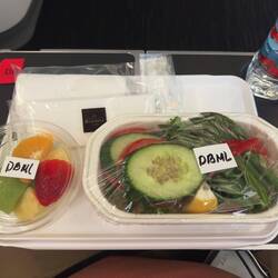 Prelanding refreshment on JL71. JAL really needs to improve their second meal on this long haul .