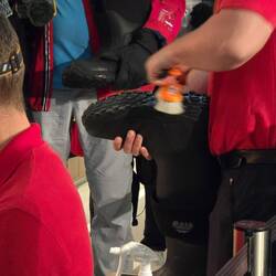 Scrubbing Boots During Biosecurity