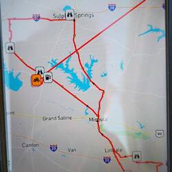 My route today. Ignore the straight line (that's just my relocation from Cincinnati to Texas)