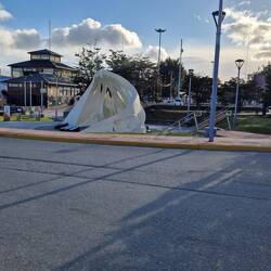 A wave sculpture ? On the waterfront