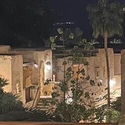 Our resort in the foreground. Twinkling lights of Jerusalem is the background.