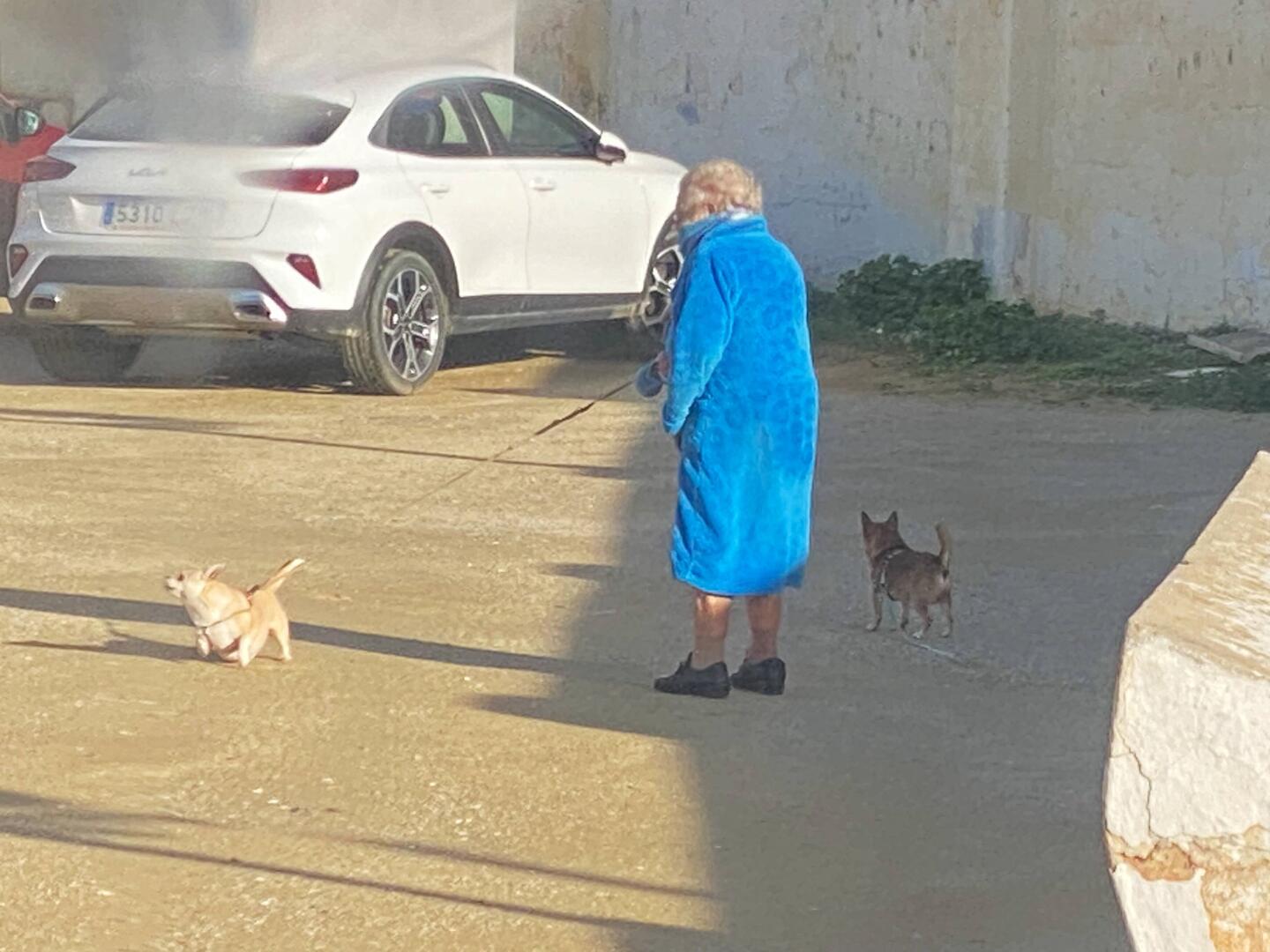 Frühstücks fernsehen - hat die Senora einen Bademantel an