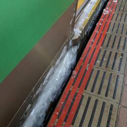 The underside of the train was covered in ice