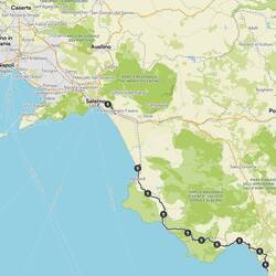meine Route durch den Cilento - zwischen Salerno und Paesto bleibt ein Loch.