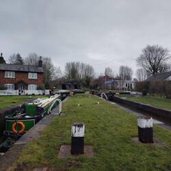 Ascending one of the duplicated locks with a view of the next pair ahead.