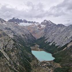 Glacial lake in the valley
