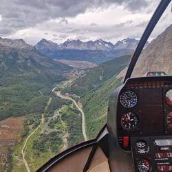 In the heli,over the valley