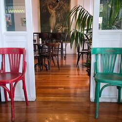 Coffee shop in an old building.