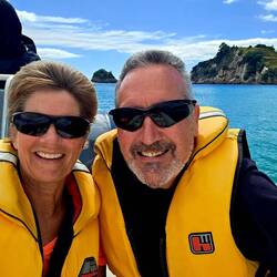 Chris in the background - serious sun protection