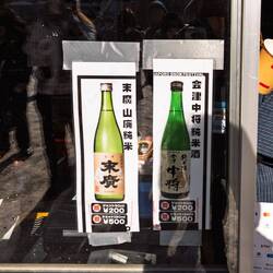 Warm sake (got the left bottle) at the Castle sculpture