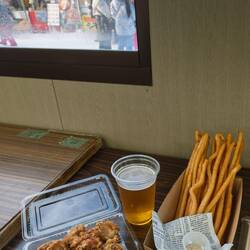 Hokkaido Fried chicken and long potato, so unhealthy but good