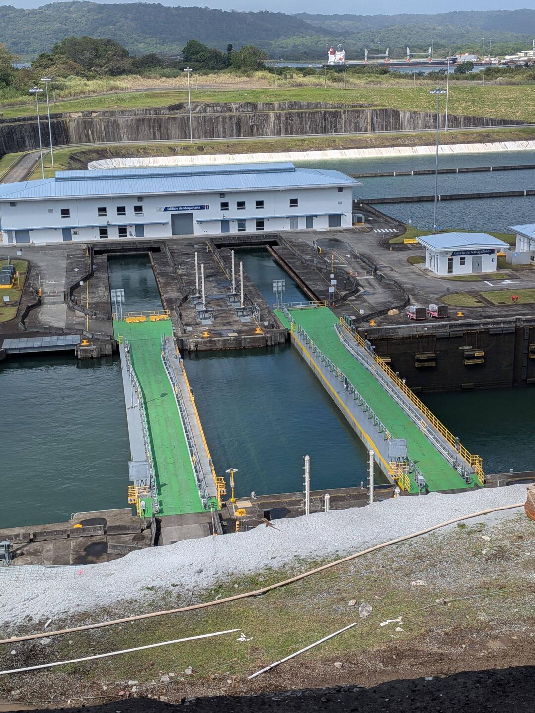 The new locks at Agua Clara. The green are the sliding gates