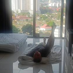 Funny way to take in the view, Luca