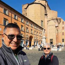 Piazza Galvani and the rear of Basilica di San Petronio — Bologna, Italy.
