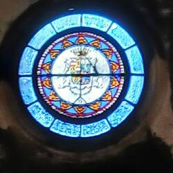 Stained glass window in the bodega