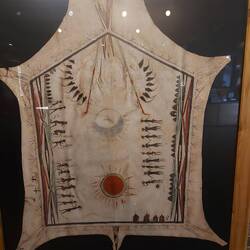 Hirschaut der freundlichen Quapaw die 4 Häuser unten rechts ist der Arkansas Post.