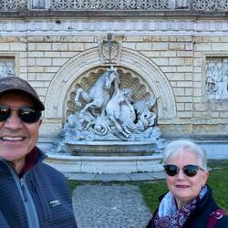 At the monumental staircase at Montagnola Park — Bologna, Italy.