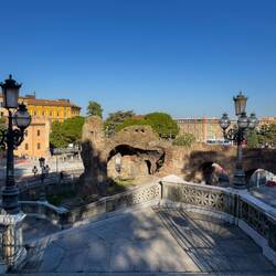 Ruins of Castello di Galliera ... from the top of the monumental staircase at Montagnola Park.