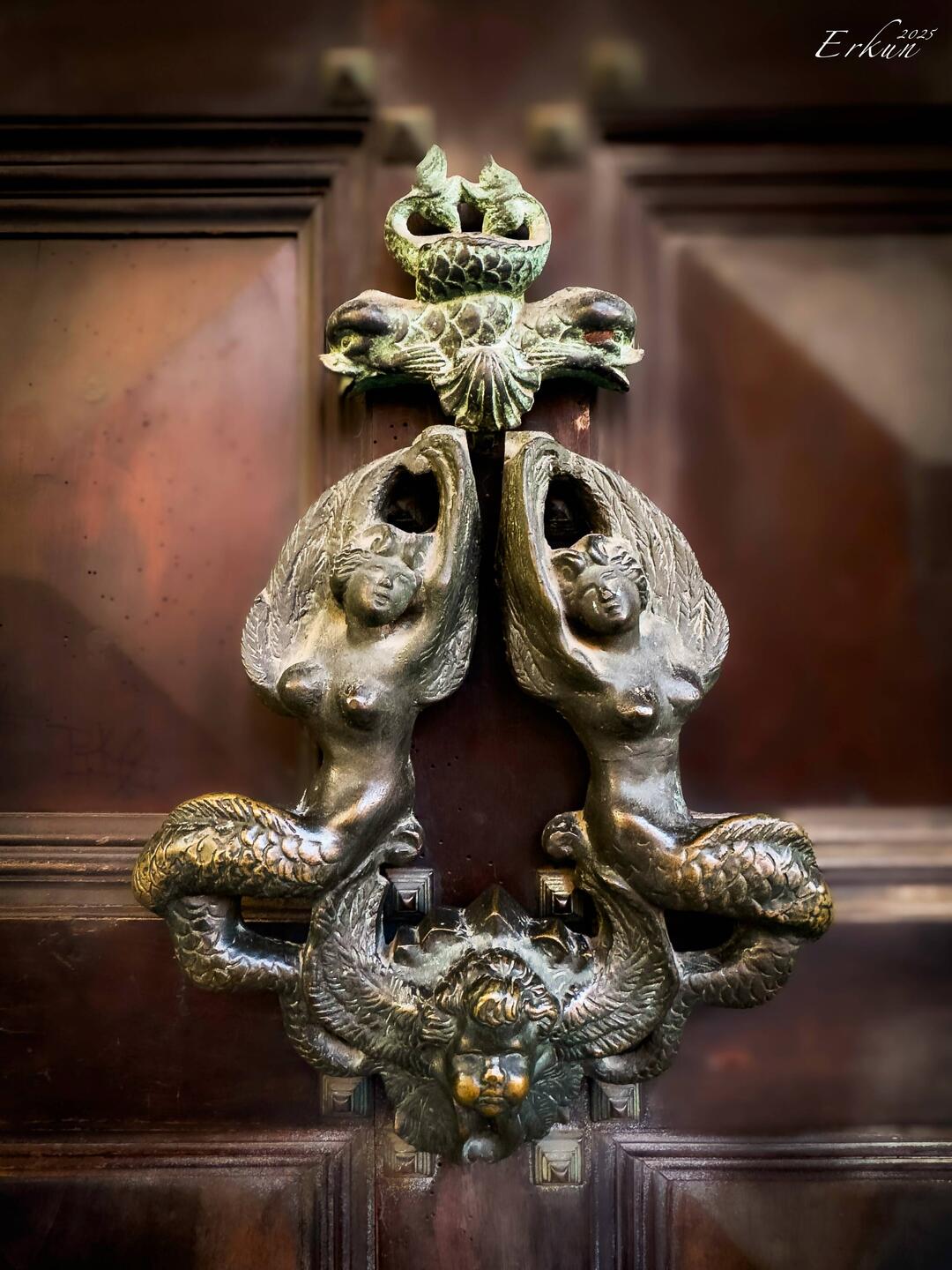 I love the interesting antique door knockers we're seeing in Centro Storico — Bologna, Italy.