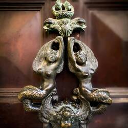 I love the interesting antique door knockers we're seeing in Centro Storico — Bologna, Italy.