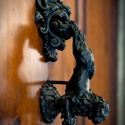 Fancy door knocker ... lions seem to be a popular theme — Bologna, Italy.