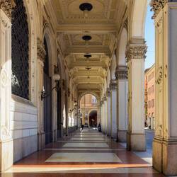 I love all the porticos around the city — Bologna, Italy.