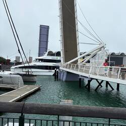 Cool walking path to harbor included this massive drawbridge