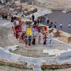 Im römischen Theater wird für Karneval geprobt...tolle Kulisse