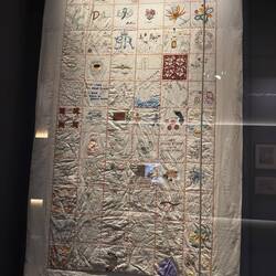 A quilt made by female civilian internees.