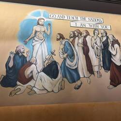 A replica of one of Stanley Warren's murals at the Changi Chapel & Museum.