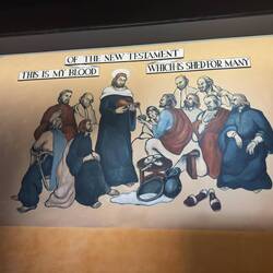 A replica of one of Stanley Warren's murals at the Changi Chapel & Museum.