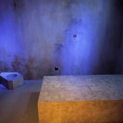 A replica of a cell. Due to overcrowding, multiple people often stayed in these cells.