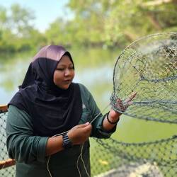 Krabben fangen @Penang River Cruise.