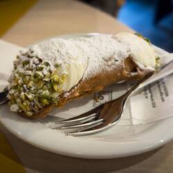 Freshly-filled cannolo @ Il Duca d'Amalfi — Bologna, Italy.