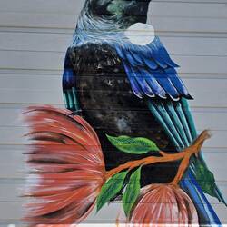 Parson Bird (Tūī) mural in Rawene