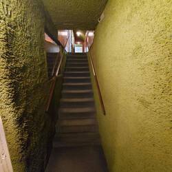 Der Aufgang war ursprünglich außen, nach Anbau des Jungle Raums war es plötzlich innen.