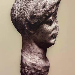 Marble female bust found during the 1990 excavations — Biblioteca Salaborsa — Bologna, Italy.