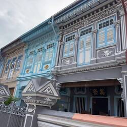 The preserved Peranakan rowhouses on Koon Seng Road.