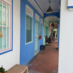 The preserved Peranakan rowhouses on Koon Seng Road.