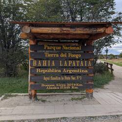 This is the end of the Pan-American highway, which starts in Alaska