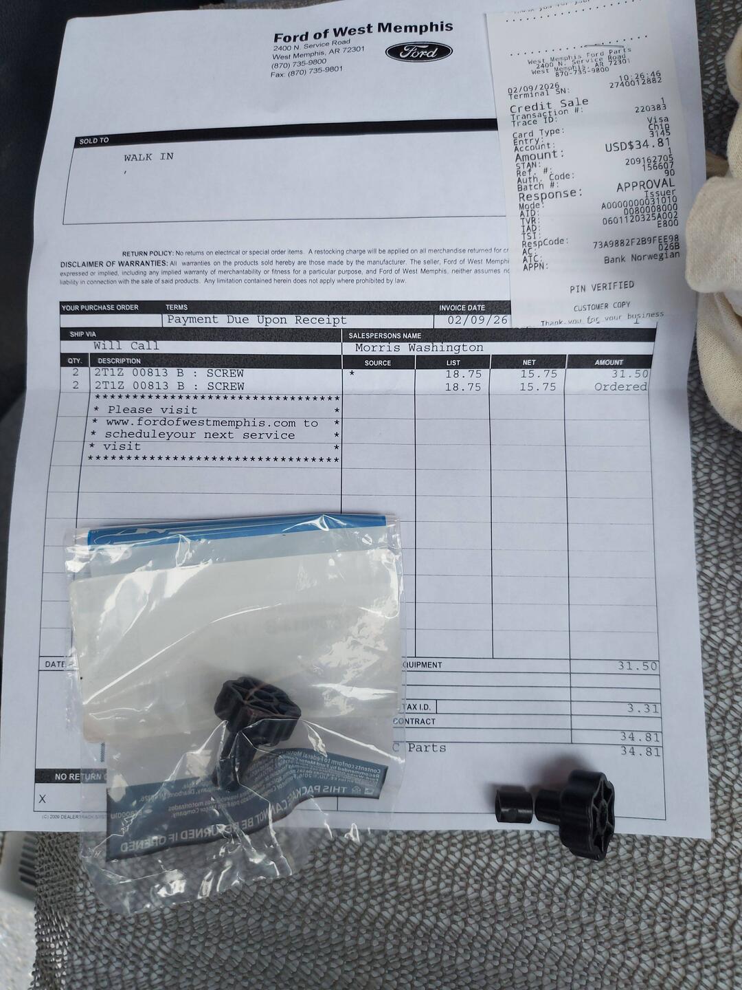 Die Goldstücke und zum Beweis die Rechnung.