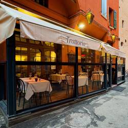 It's just a tad chilly to sit outside — Bologna, Italy.