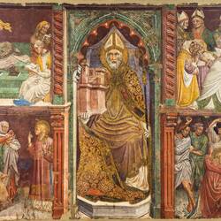 Fresco in the museum — Basilica Santuario di Santo Stefano — Bologna.